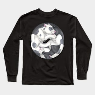 Yin-Yang Cats: Grey Bicolor Long Sleeve T-Shirt